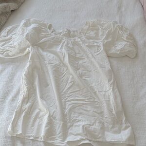 Sundry Women's Puff-Sleeve White Blouse with Gathered Neckline Sundry size 2